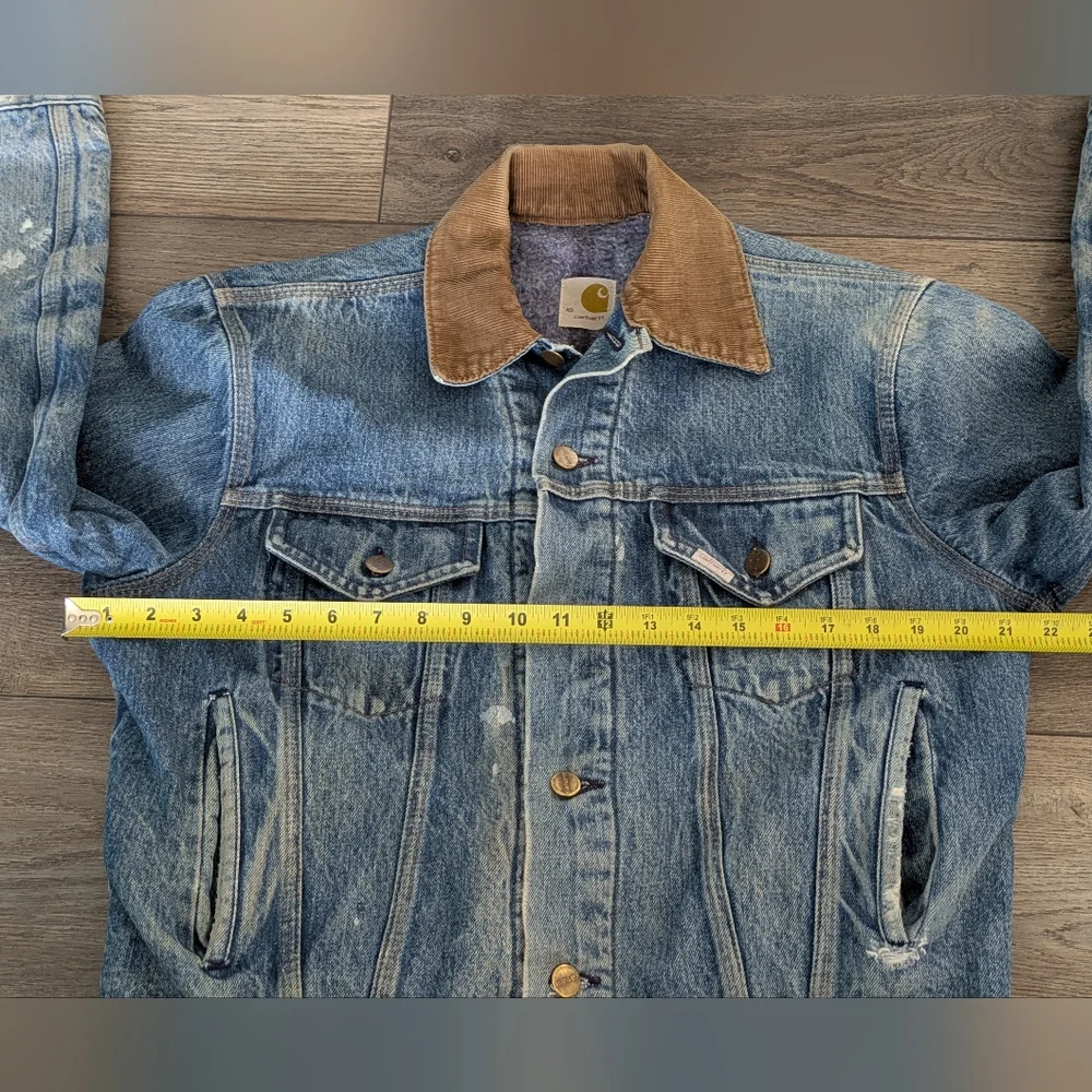 Vintage Rare Carhartt Trucker Jean Denim Jacket Blanket Lined Mens 40 Distressed - Picture 2 of 11
